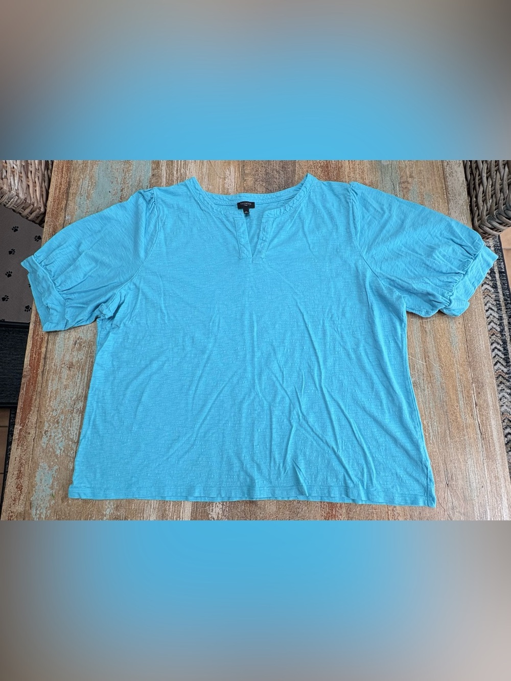 Talbots Women’s Short Sleeve Tee in Aqua Blue